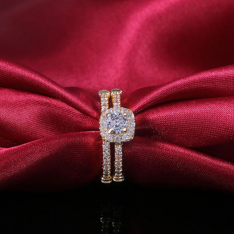 Набор Колец Modyle Женский роскошный винтажный Свадебный комплект колец с круглым