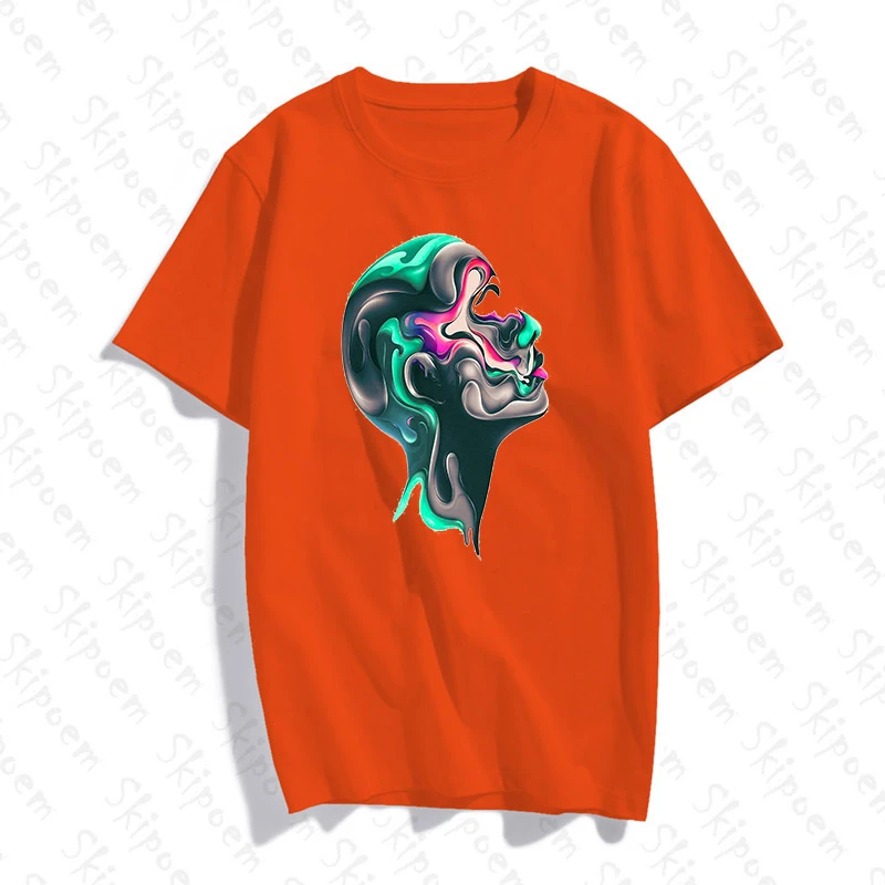 Абстрактный женское лицо Футболка для женщин в Корейском стиле Стиль Розовый