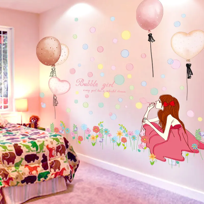 

Creative Girl Wall Stickers Vinyl DIY Cartoon Balloons Wall Decals for Kids Room Baby Bedroom Children Nursery Home Decoration