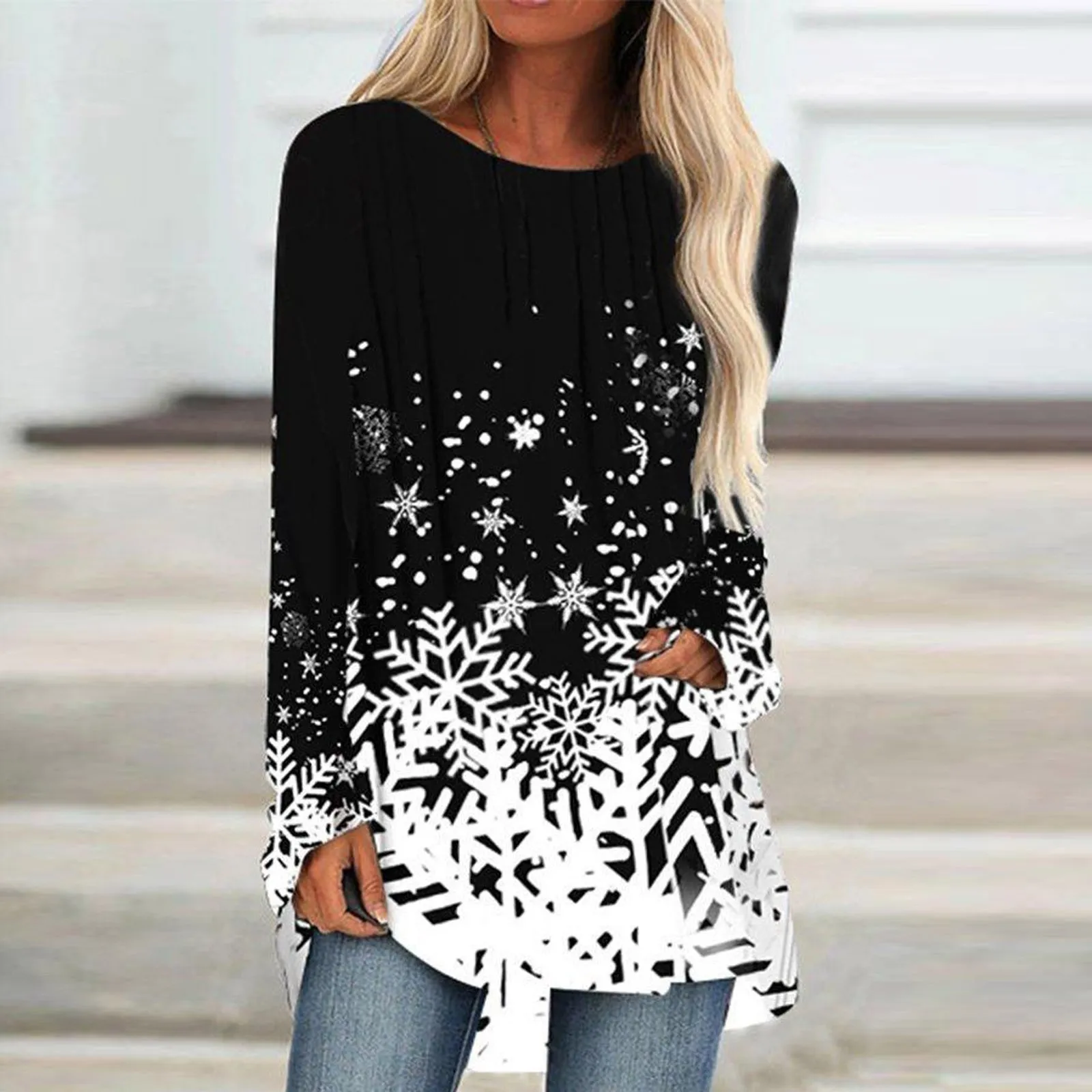 

Winter Long Sleeve Oversized Long T Shirt Casaul Tops Women 2021 Blusas Christmas Clothes T-shirts Plus Size Women Clothing