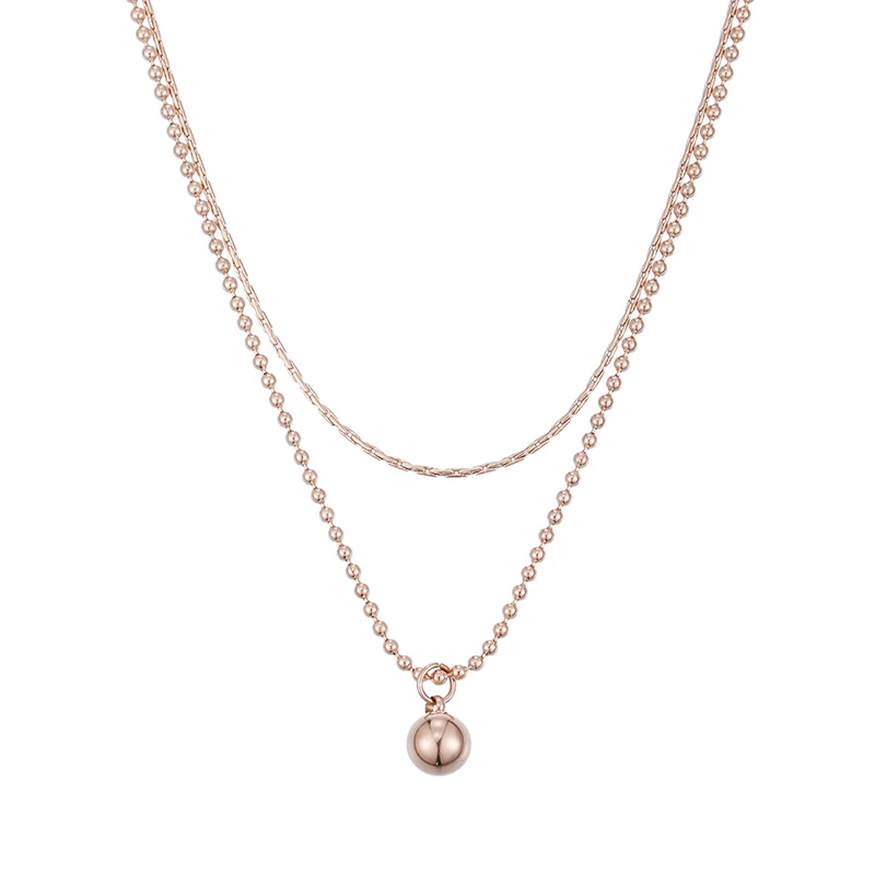 

2021 Women Accessories Rose Gold Little Ball Pendant Necklaces Simple Design Chain