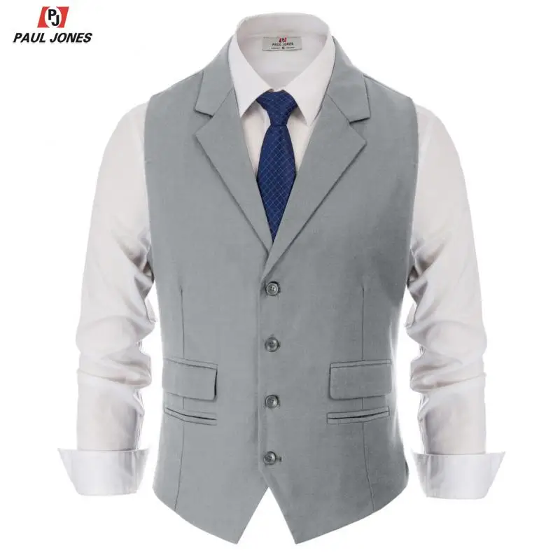 Мужской приталенный деловой костюм PAUL JONES Повседневный жилет с воротником