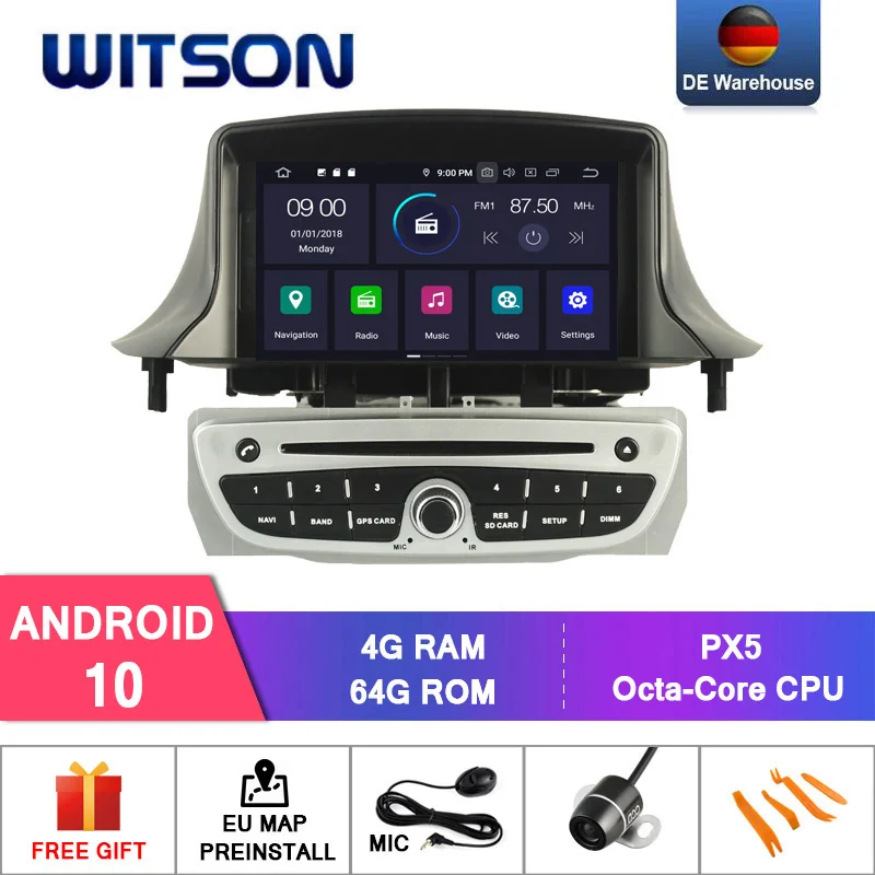 WITSON Android 10 0 IPS HD экран для RENAULT Megane 3 / Fluence автомобильный DVD 4 Гб RAM + 64 FLASH 8 Octa Core DVR/WIFI DSP