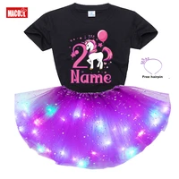 girl birthday tutu dress sets party gift 4 5st personalized custom name number summer clothes children suit kids outfit clothing