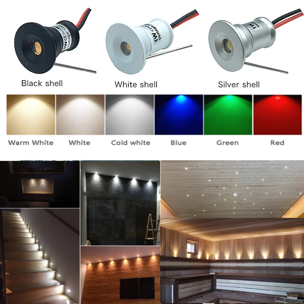 20pcs led spotlight dimmable 12v 3v 24v downlight 1w recessed ceiling lamp kitchen cabinet stair spot bulb light dropshipping free global shipping