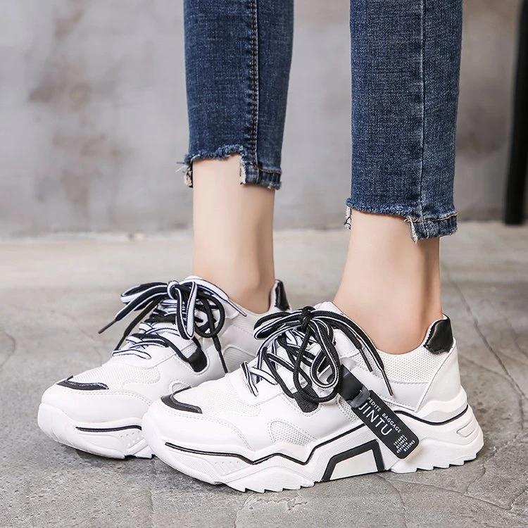 Women Chunky Sneakers Fashion Platform Shoes Ladies Lace Up Casual Dad 2019 Autumn Female Breathable Comfortable | Обувь