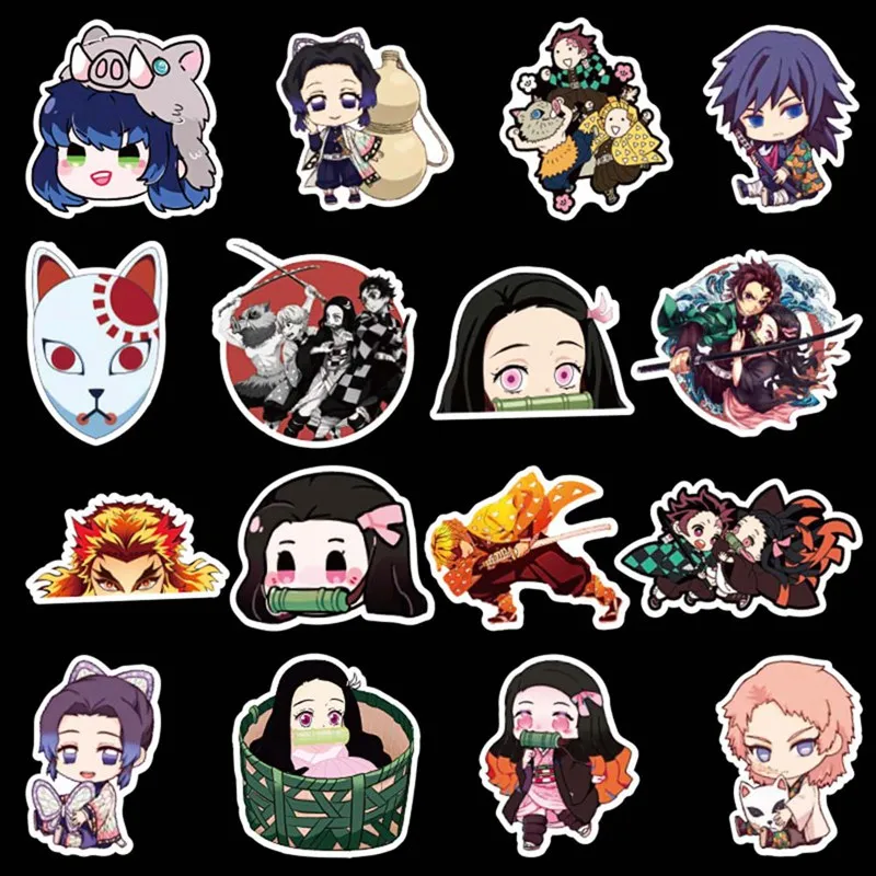 

50Pcs Demon Slayer: Kimetsu No Yaiba Anime Sticker Stickers PVC Graffiti Stickers Suitcase Luggage Guitar For Children Toys