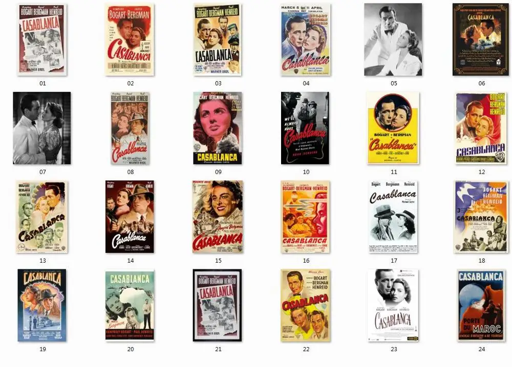 Много стиль выбрать Касабланка классический арт-Принт по фильму Шелковый плакат