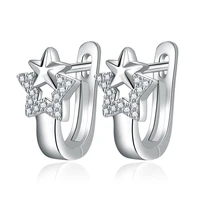 new arrival 30 silver plated elegant shiny crystal star ladies stud earrings wholesale jewelry anti allergy gifts cheap