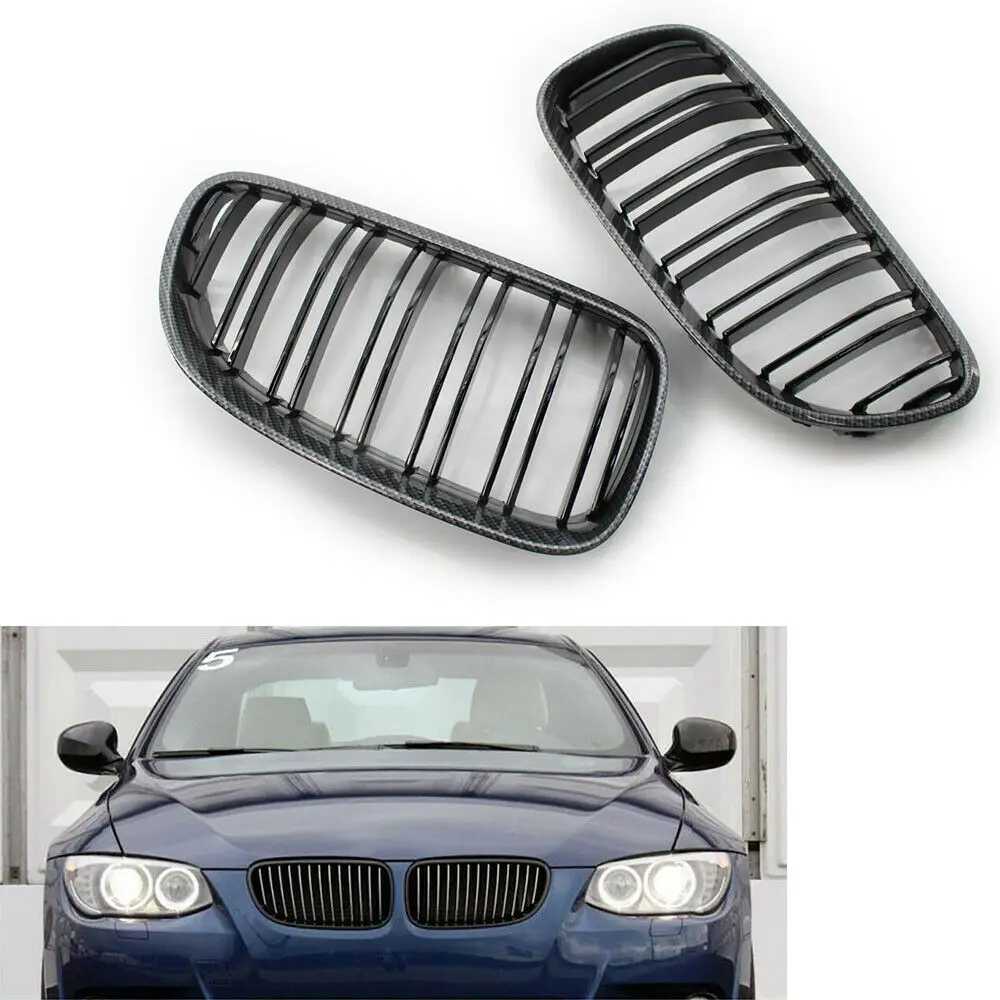 

Решетка для радиатора из углеродного волокна с принтом, глянцевая черная двойная линия для BMW 3 серии 328i 335i xDrive E92 E93 Coupe Convertible 10-14 2DR