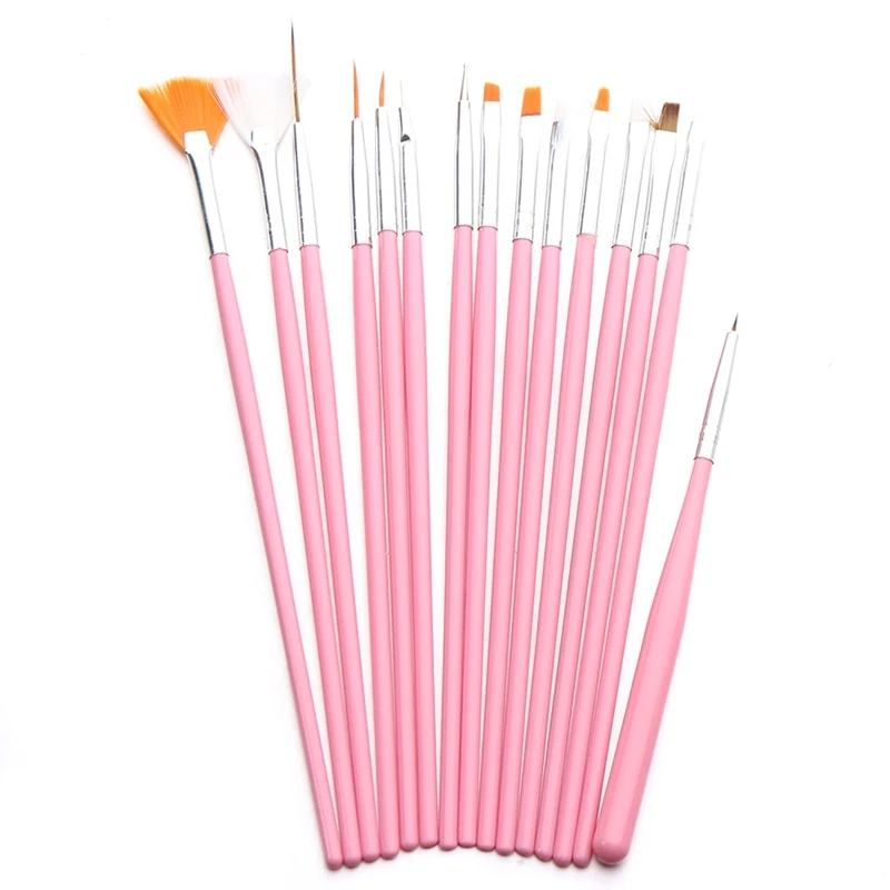 

15 Pcs Nail Art Brush Decorations Set Tools Professional Painting Pen For False Nail Tips UV Nail Gel Polish Brushes