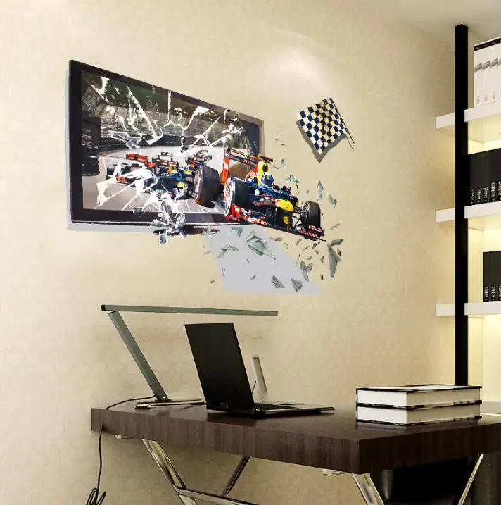 Художественная роспись своими руками Съемная Настенная Наклейка гонки из