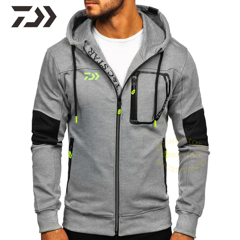 Мужская рыболовная куртка Daiwa осенняя дышащая Лоскутная одежда с капюшоном и