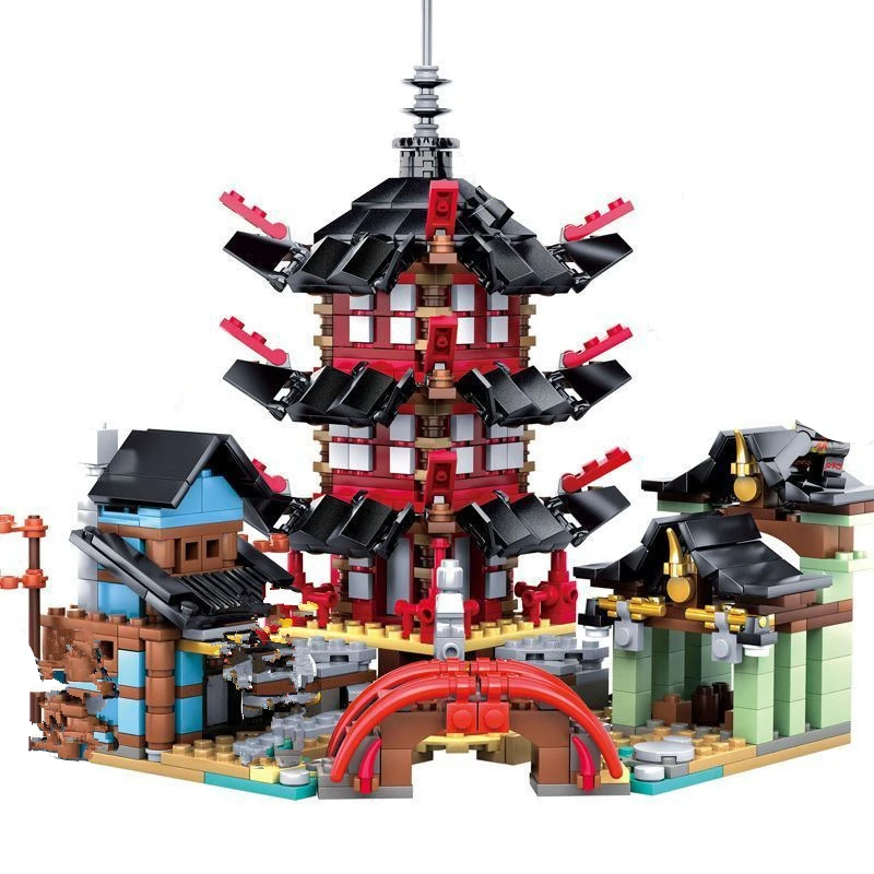 Новые совместимые модели Ninjagoles City Temple Building модульные наборы для строительства
