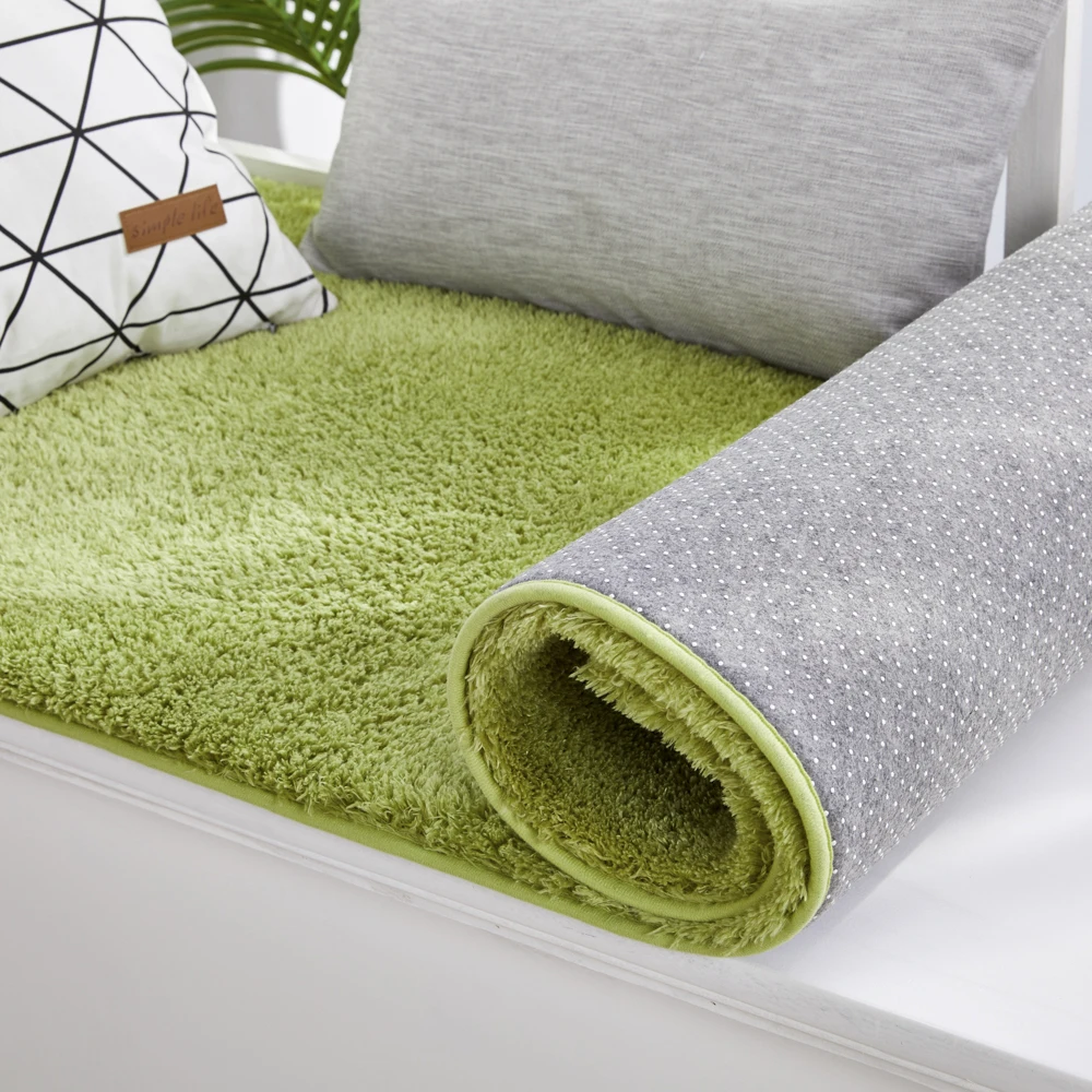 Nordic Solid Color Bay Window Mat Soft Fluffy Silky Velvet Grass Bedroom Bedside Area Rug Kids Play Khaki Living Room Carpet | Дом и сад