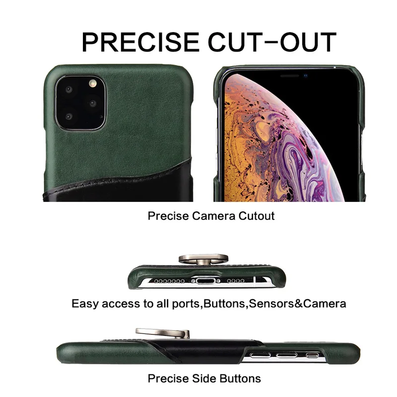 Натуральная телячья кожа чехол для iPhone 11 Pro Max кольцо пальцевый держатель задняя крышка оболочка