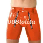 100% латексные резиновые мужские сексуальные обтягивающие бедра шорты с двойной молнией 0,4 мм размер S-XXL