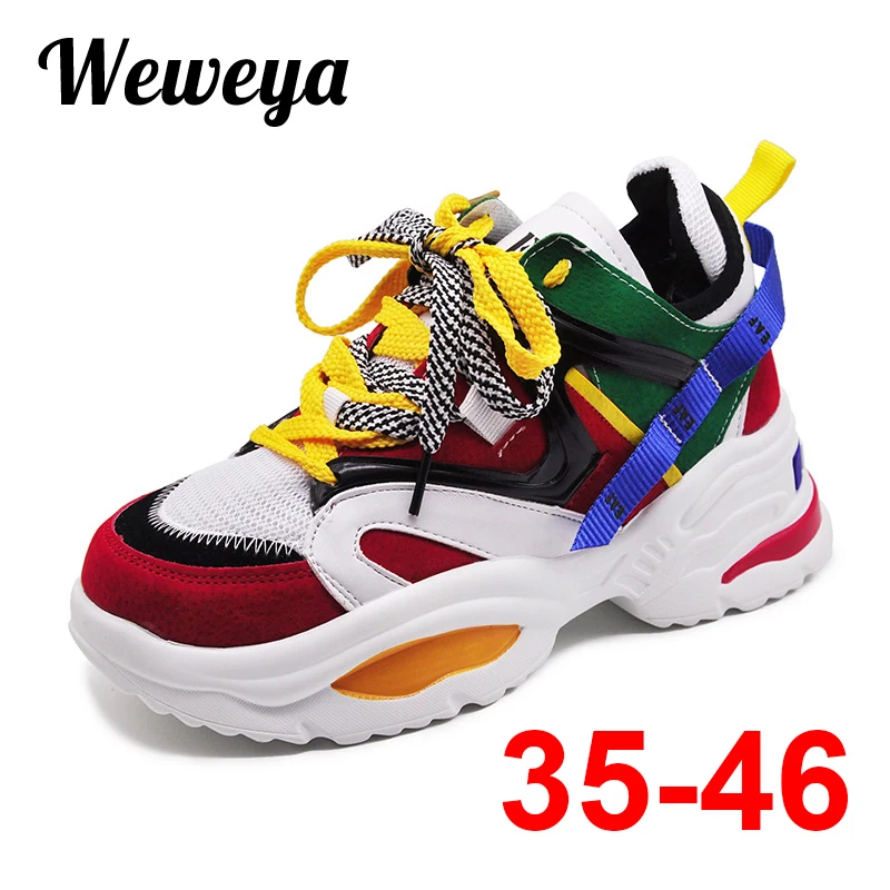 Новый Мода Для женщин спортивная обувь на толстой подошве женская платформе