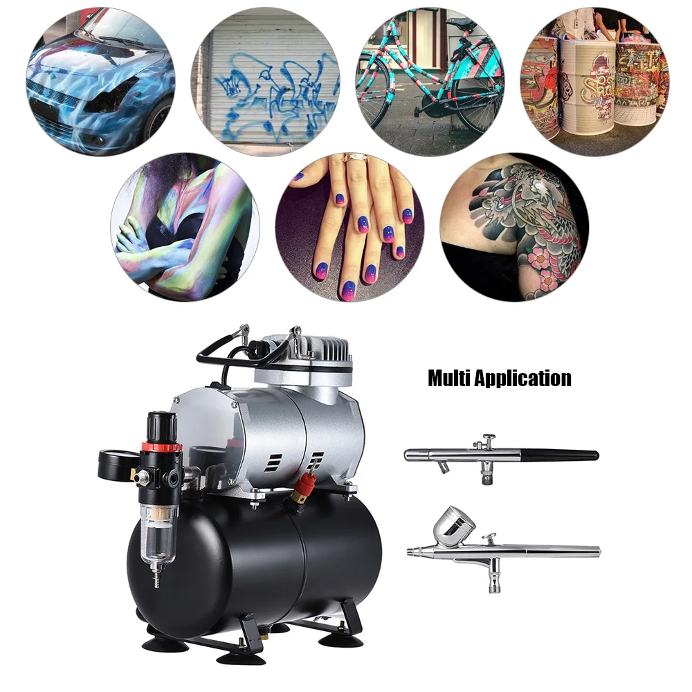 

Professional Airbrush Air Compressor Kit with Dual-action Gravity Feed Airbrush& Suction Feed Airbrush for Model Tattoo Makeup