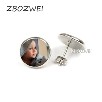 zbozwei personalizeds photo earrings photo baby mum of the child grandpa parent well loving gift for a member of the gift family
