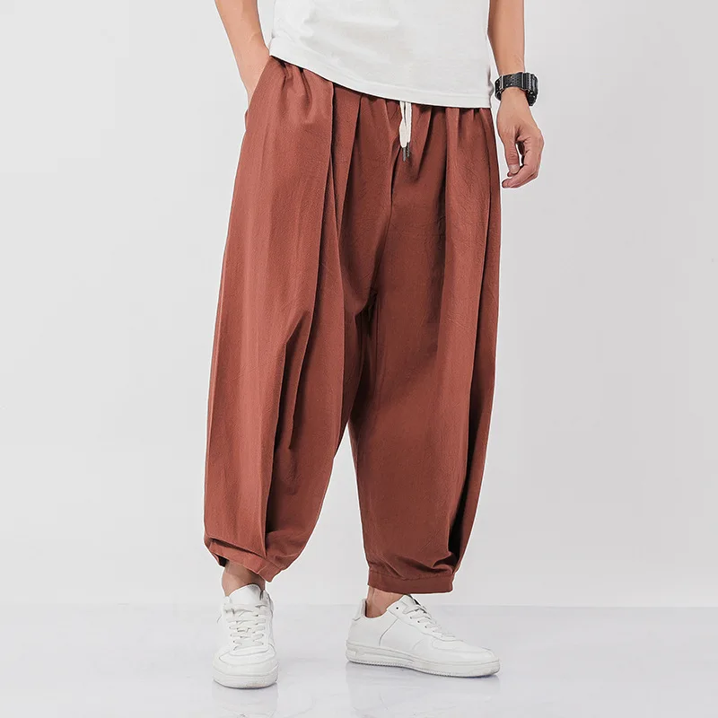 

3Colors Men Japanese Harem Pants Kimono Harajuku Trousers Male Summer Loose Casual Solid Color Plus Size Bloomers Wide Leg
