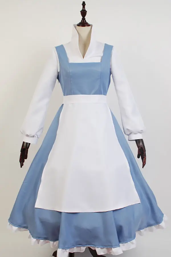 Костюм для косплея Красавица и чудовище голубое платье горничной Беллы Униформа