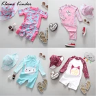 Купальник детский, с длинным рукавом, с принтом фламинго, с УФ-защитой, костюм, купальник для девочек для плавания