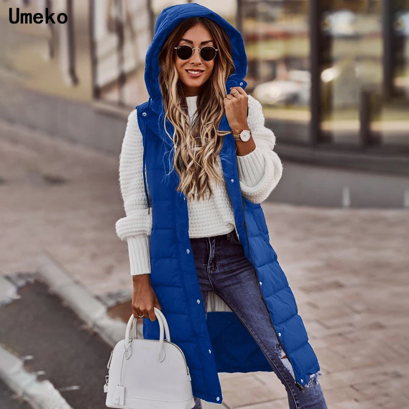 Теплый Повседневный женский короткий жилет зимний длинный с капюшоном верхняя