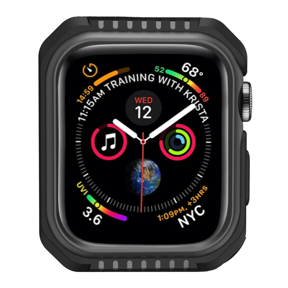Черный Жесткий защитный чехол из силикона и поликарбоната для Apple Watch 5, 4, 40 мм, 44 мм, защитный чехол-бампер для iWatch Band Series 3, 2, 1, 38 мм, 42 мм - Цвет: Черный