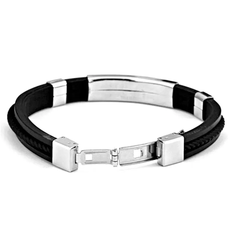 Черный серебристый магнитный браслет с застежками из нержавеющей стали модные
