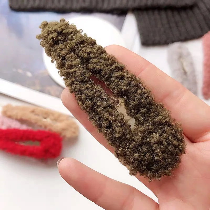 9cm Green M MISM плюшевые зимние заколки для волос женские капли BB заколки для волос шерстяные заколки для волос для девочек модные заколки для волос с буквенным принтом аксессуары для волос - Цвет: 9cm Green