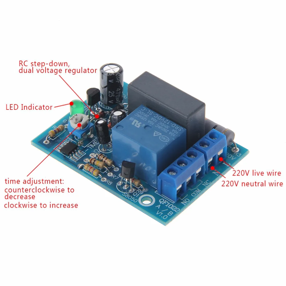 AC 220V Adjustable Timer Delay Switch Turn On/Off Time Relay Module Relays Stable and accurate For household appliances | Обустройство