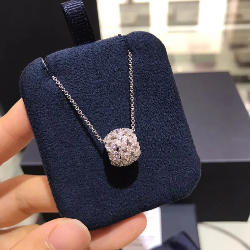 

UMGODLY Luxury Brand Silver Color Ball Necklace Natural Stone Pendant Women Fashion Jewelry