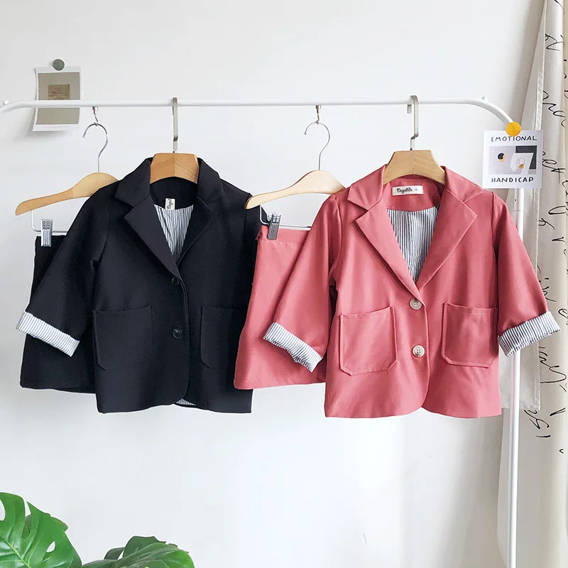 2 предмета костюмы для маленьких девочек на весну 2019 года блейзеры юбки комплекты