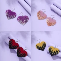 punk flame colorful peach heart earrings goth harajuku vintage