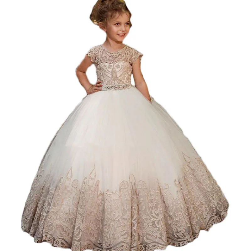 Детское кружевное длинное платье для выпускного свадьбы подружки невесты