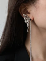 asymmetric metal butterfly long earrings european american hip hop fashion personality tassel earrings ms travel accessories