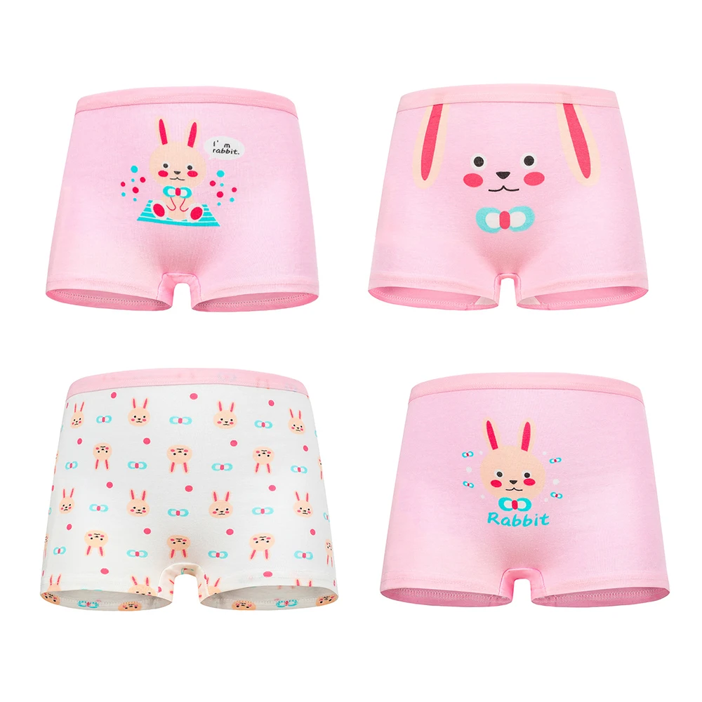 

4 Pcs High Quality Pure Cotton Soft Children Underwear Girls Panties Cute Pattern Kids Boxer Briefs Child Girl Pants 2-12 Years