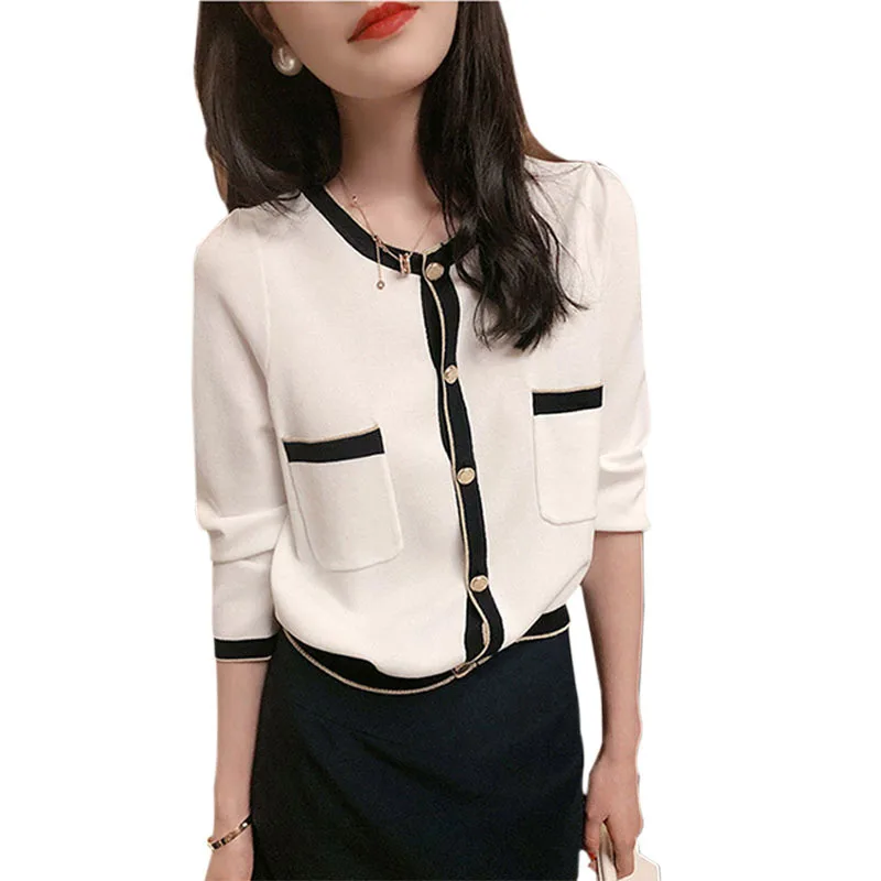 

Good texture delicate small fragrant wind cardigan 2021 spring new elegant sweater sweater jacket women