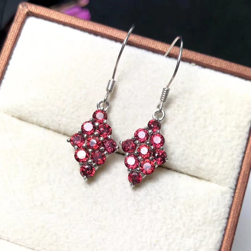 Ювелирные изделия colife натуральный гранат Висячие серьги для вечерние 18 шт. 925