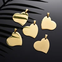 5pcs stainless steel mirror polished heart tag pendant charm silvergold color for bracelet necklace diy jewelry making findings