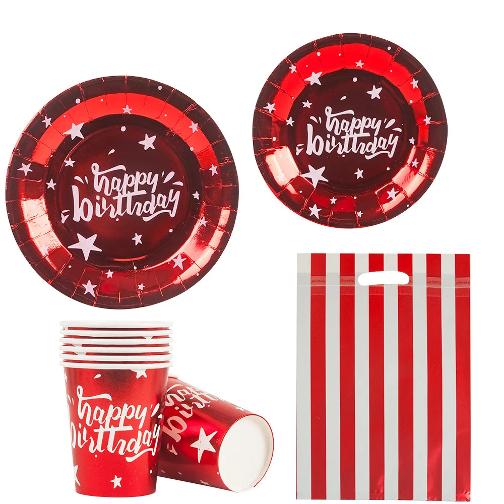 Металлические блестящие красные одноразовые столовые приборы бумажные