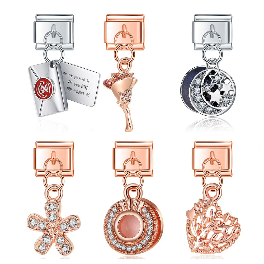 Шарм-конверт для браслета, 9 мм, с ромашками