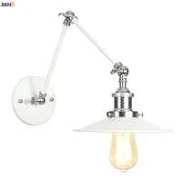 iwhd industrial decor retro led wall light bathroom bedroom stair porch white swing long arm vintage wall lamp applique murale
