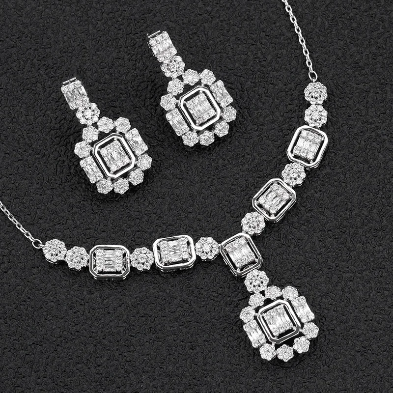 

New Trendy Fashion Pretty 4 PCS Jewelry Set For Wedding Engagement Cubic Zirconia Shiny Ring Women Accessories