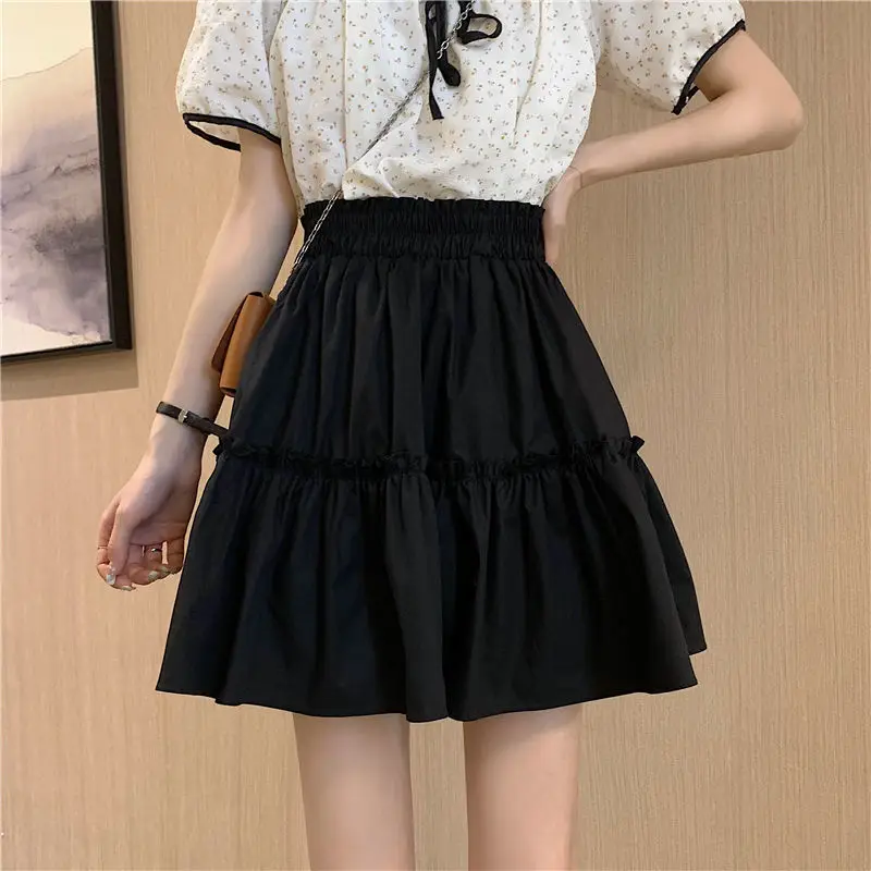 

Harajuku White Mini Skirt Black Skirt Summer Women High Waist A-line Skirt Pleated Student Lady Cute Skirt Preppy Style ​wholesa