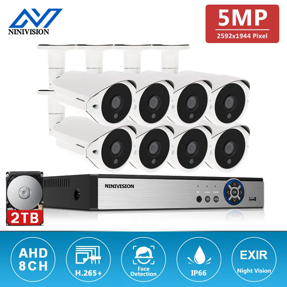 

AI Face Detetion AHD 5MP Security Camera System 8CH DVR Kit 4/8PCS 5MP HD Outdoor Camera CCTV P2P Video Surveillance System Set