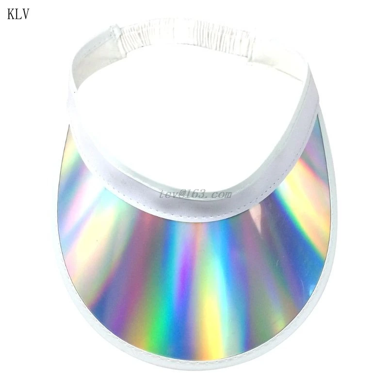Women Girls Summer Metallic Colored Wide Curved Brim Sun Visor Hat Elastic Strap Back Hip Hop Empty Top Sunshade Peaked Cap|Женские