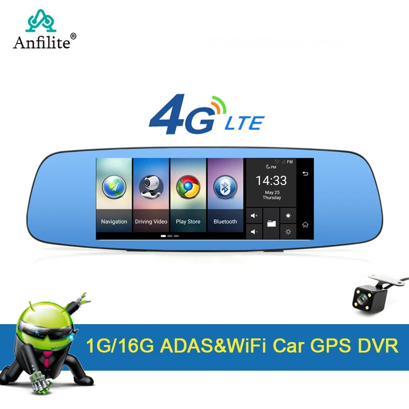 7 дюймов 4G специальный зеркальный Автомобильный видеорегистратор Android 5 1 с gps