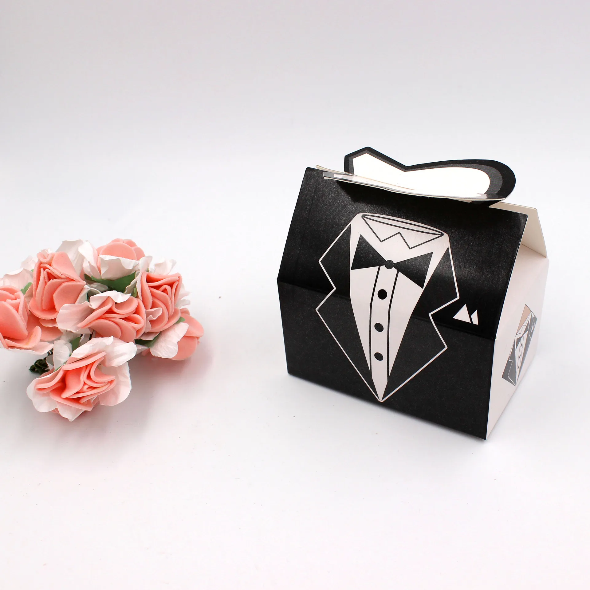 50/100 шт/упаковка милые розовые свадебные подарочные футляры смокинг для жениха